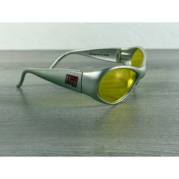 Vintage Dirty Dog Morph Sunglasses Silver Frame Yellow Lens Italy Y2K Sports - Picture 1 of 7